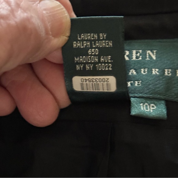 Lauren Ralph Lauren Jacket Cotton Blend Mandarin Collar Black Women’s Size 10P - Picture 10 of 16